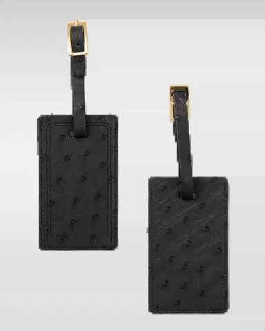 Abas Ostrich Leather Luggage Tag, Set of 2 | Thumbnail 2