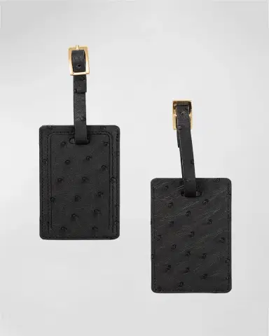 Abas Ostrich Leather Luggage Tag, Set of 2 | Thumbnail 3