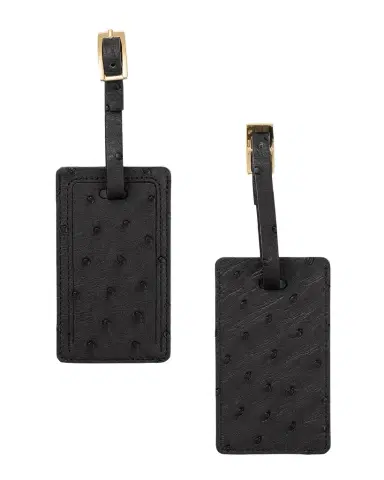 Abas Ostrich Leather Luggage Tag, Set of 2 | Thumbnail 1