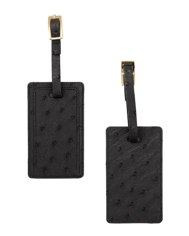 Abas Ostrich Leather Luggage Tag, Set of 2