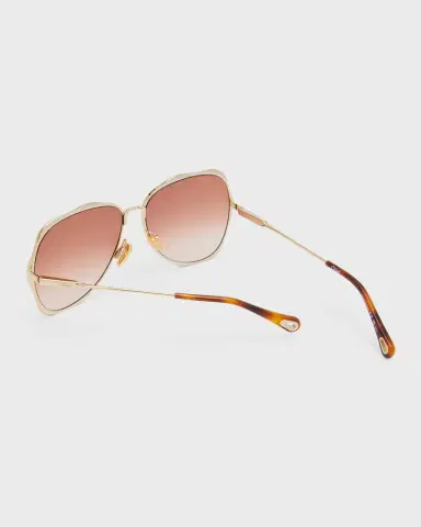 Chloé Golden Tortoiseshell Metal Aviator Sunglasses | Thumbnail 2