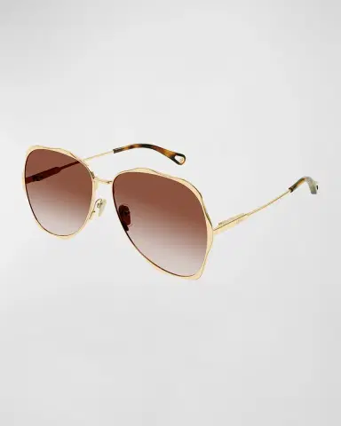 Chloé Golden Tortoiseshell Metal Aviator Sunglasses | Thumbnail 3