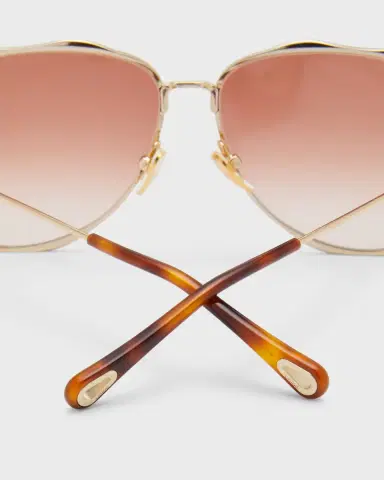 Chloé Golden Tortoiseshell Metal Aviator Sunglasses | Thumbnail 4
