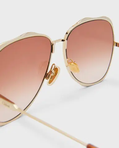 Chloé Golden Tortoiseshell Metal Aviator Sunglasses | Thumbnail 5