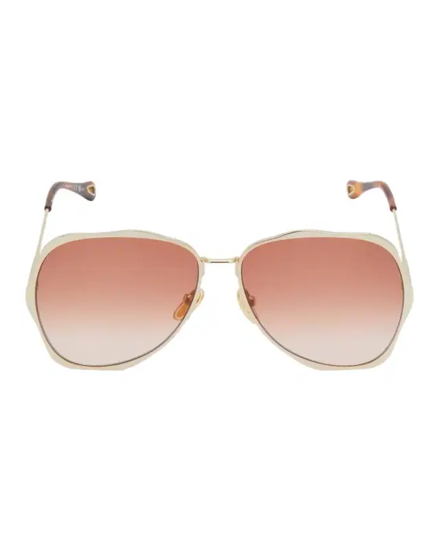 Chloe Golden Tortoiseshell Metal Aviator Sunglasses