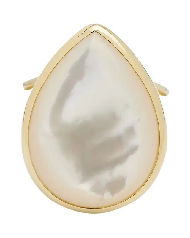 18k Polished Rock Candy Medium Teardrop Ring in Mother of Pearl, Size 7