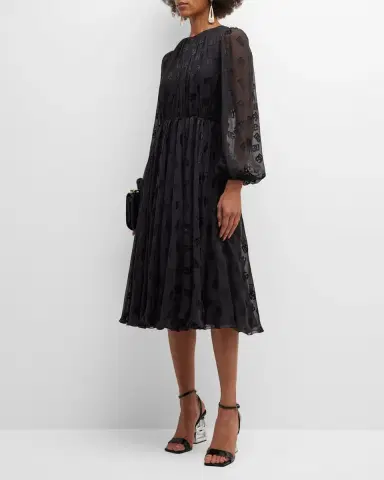 Dolce & Gabbana Sheer Midi Dress with Logo Details | Thumbnail 3 Dolce & Gabbana Sheer Midi Dress with Logo Details | Thumbnail 3
