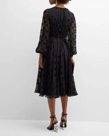 Dolce & Gabbana Sheer Midi Dress with Logo Details | Thumbnail 4 Dolce & Gabbana Sheer Midi Dress with Logo Details | Thumbnail 4