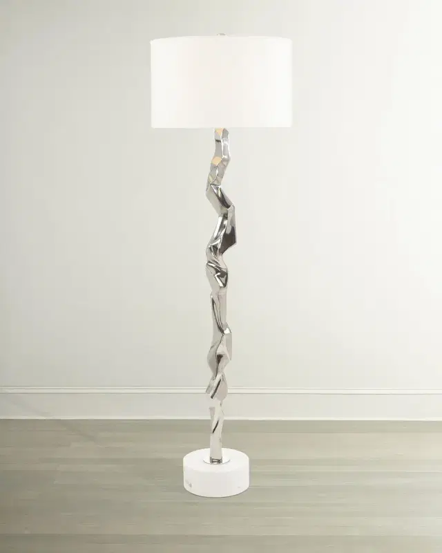 John-Richard Collection Polished Nickel Geometric Floor Lamp - 67.5"