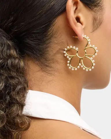 Lele Sadoughi Daisy Pearlescent Hoop Earrings | Thumbnail 2