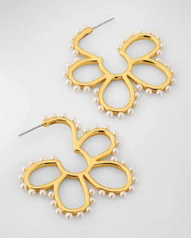 Lele Sadoughi Daisy Pearlescent Hoop Earrings | Thumbnail 3