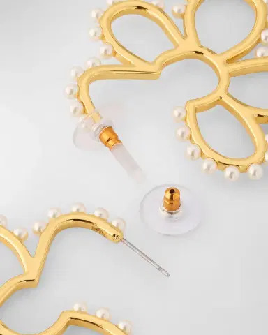 Lele Sadoughi Daisy Pearlescent Hoop Earrings | Thumbnail 4