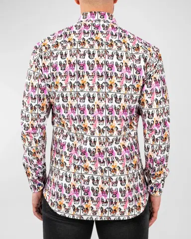 Maceoo Men's Fibonacci Frenchie Nerd Dress Shirt | Thumbnail 2