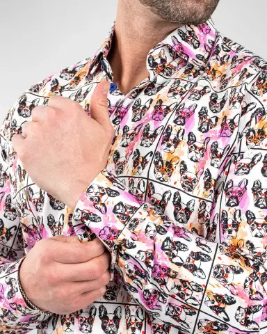 Maceoo Men's Fibonacci Frenchie Nerd Dress Shirt | Thumbnail 3