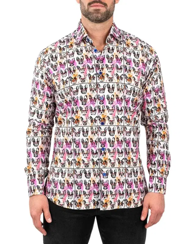 Men 's Fibonacci Frenchie Nerd Dress Shirt