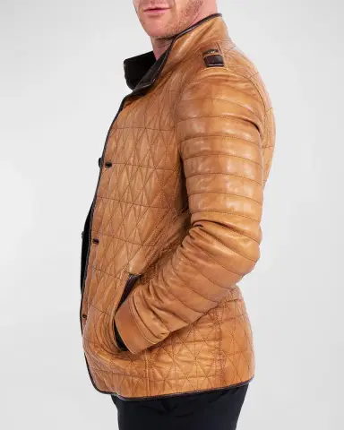 Maceoo Men's Leather Field Jacket | Thumbnail 4 Maceoo Men's Leather Field Jacket | Thumbnail 4
