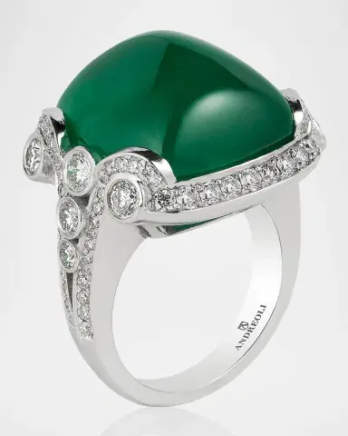 Andreoli Platinum Brazilian Emerald and Diamond Ring, Size 6.5 | Thumbnail 2 Andreoli Platinum Brazilian Emerald and Diamond Ring, Size 6.5 | Thumbnail 2