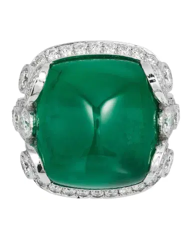 Andreoli Platinum Brazilian Emerald and Diamond Ring, Size 6.5 | Thumbnail 1 Andreoli Platinum Brazilian Emerald and Diamond Ring, Size 6.5 | Thumbnail 1