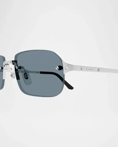 Cartier Men 's Metal Rimless Rectangle Sunglasses | Thumbnail 2