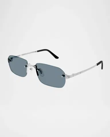 Cartier Men 's Metal Rimless Rectangle Sunglasses | Thumbnail 3
