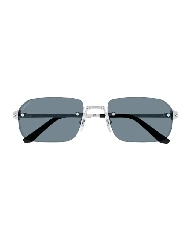Cartier Men 's Metal Rimless Rectangle Sunglasses