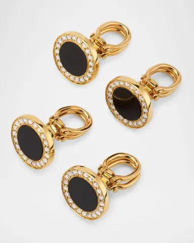 Jan Leslie Men's 18K Rose Gold Mother Of Pearl and Diamond Tuxedo Studs | Thumbnail 3