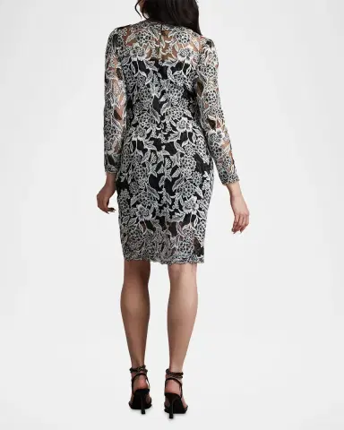 Tadashi Shoji Floral-Embroidered Illusion Midi Dress | Thumbnail 3 Tadashi Shoji Floral-Embroidered Illusion Midi Dress | Thumbnail 3