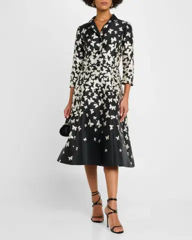 Rickie Freeman for Teri Jon Butterfly Mikado Midi Shirtdress | Thumbnail 2