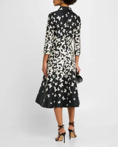 Rickie Freeman for Teri Jon Butterfly Mikado Midi Shirtdress | Thumbnail 3