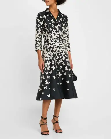 Rickie Freeman for Teri Jon Butterfly Mikado Midi Shirtdress | Thumbnail 4