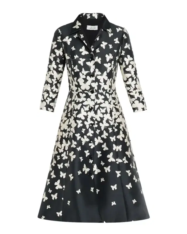 Butterfly Mikado Midi Shirtdress