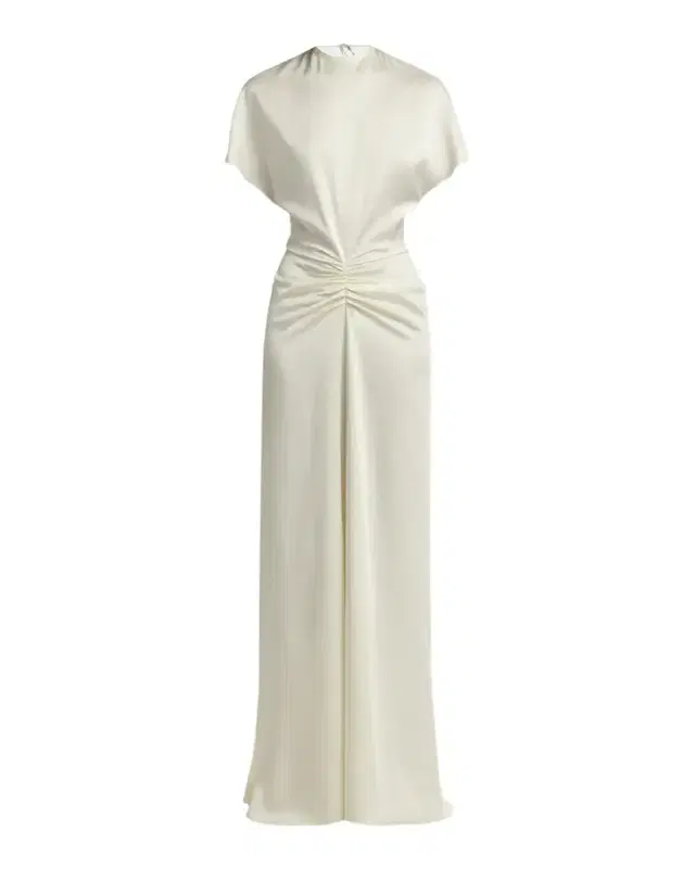 Gathered-Waist Backless Satin Gown