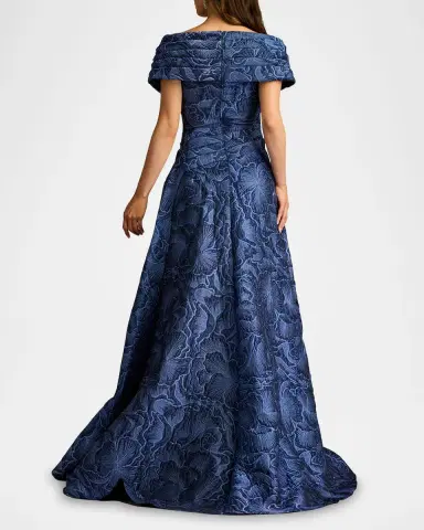Tadashi Shoji Pleated Off-Shoulder Floral Jacquard Gown | Thumbnail 2 Tadashi Shoji Pleated Off-Shoulder Floral Jacquard Gown | Thumbnail 2