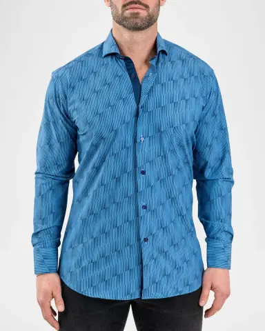 Maceoo Men's Einstein Abstract Linework Stretch Sport Shirt | Thumbnail 3 Maceoo Men's Einstein Abstract Linework Stretch Sport Shirt | Thumbnail 3