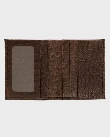 Abas Men's Matte Alligator Leather Bifold Wallet w/ ID Window | Thumbnail 2 Abas Men's Matte Alligator Leather Bifold Wallet w/ ID Window | Thumbnail 2