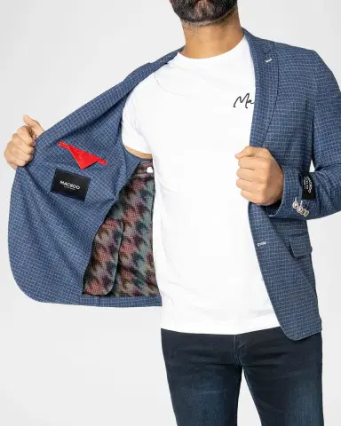 Maceoo Men's Descartes Vortex Check Unconstructed Blazer | Thumbnail 4 Maceoo Men's Descartes Vortex Check Unconstructed Blazer | Thumbnail 4