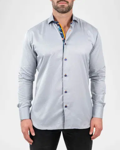 Maceoo Men's Einstein Jacquard Contrast-Placket Sport Shirt | Thumbnail 3 Maceoo Men's Einstein Jacquard Contrast-Placket Sport Shirt | Thumbnail 3