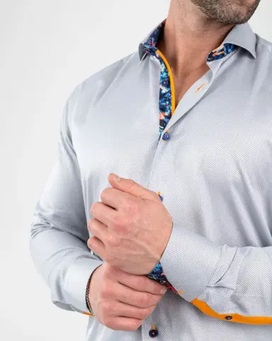 Maceoo Men's Einstein Jacquard Contrast-Placket Sport Shirt | Thumbnail 4 Maceoo Men's Einstein Jacquard Contrast-Placket Sport Shirt | Thumbnail 4