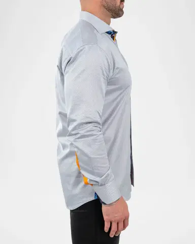 Maceoo Men's Einstein Jacquard Contrast-Placket Sport Shirt | Thumbnail 5 Maceoo Men's Einstein Jacquard Contrast-Placket Sport Shirt | Thumbnail 5