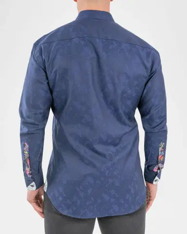 Maceoo Men's Einstein Jacquard Contrast-Trim Sport Shirt | Thumbnail 2