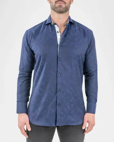 Maceoo Men's Einstein Jacquard Contrast-Trim Sport Shirt | Thumbnail 3