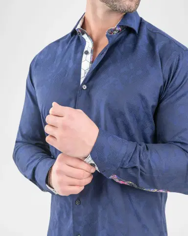 Maceoo Men's Einstein Jacquard Contrast-Trim Sport Shirt | Thumbnail 4