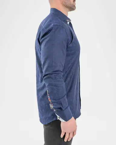 Maceoo Men's Einstein Jacquard Contrast-Trim Sport Shirt | Thumbnail 5