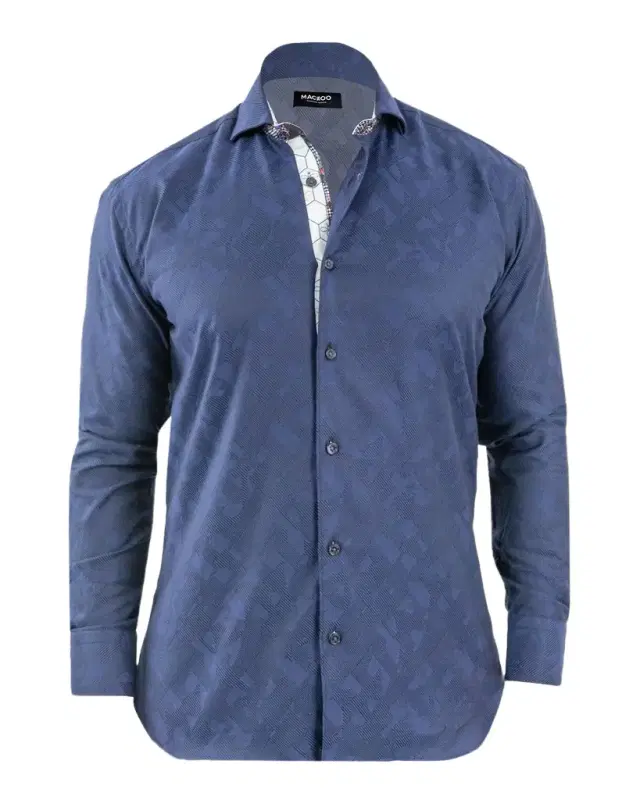 Men 's Einstein Jacquard Contrast-Trim Sport Shirt