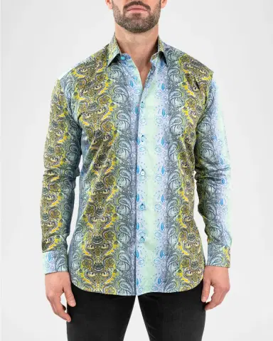 Maceoo Men's Fibonacci Paisley Degrade Cotton Dress Shirt | Thumbnail 3 Maceoo Men's Fibonacci Paisley Degrade Cotton Dress Shirt | Thumbnail 3