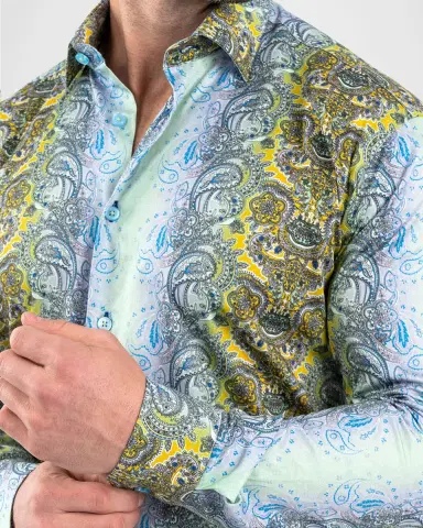 Maceoo Men's Fibonacci Paisley Degrade Cotton Dress Shirt | Thumbnail 4 Maceoo Men's Fibonacci Paisley Degrade Cotton Dress Shirt | Thumbnail 4