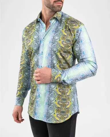 Maceoo Men's Fibonacci Paisley Degrade Cotton Dress Shirt | Thumbnail 6 Maceoo Men's Fibonacci Paisley Degrade Cotton Dress Shirt | Thumbnail 6