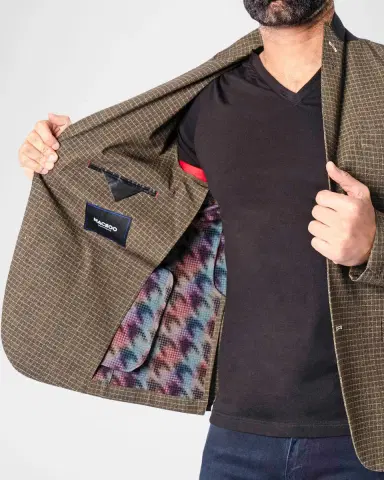 Maceoo Men's Descartes Vortex Grid Check Unconstructed Blazer | Thumbnail 4 Maceoo Men's Descartes Vortex Grid Check Unconstructed Blazer | Thumbnail 4