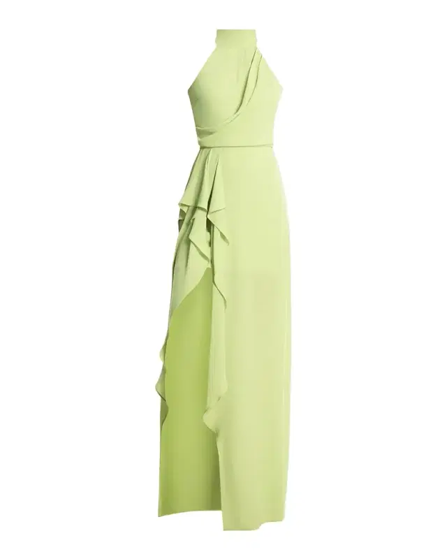 BCBGMAXAZRIA Mock-Neck Draped Slit Gown