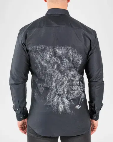 Maceoo Men's Fibonacci Cotton Lion Chalk Sport Shirt | Thumbnail 2 Maceoo Men's Fibonacci Cotton Lion Chalk Sport Shirt | Thumbnail 2